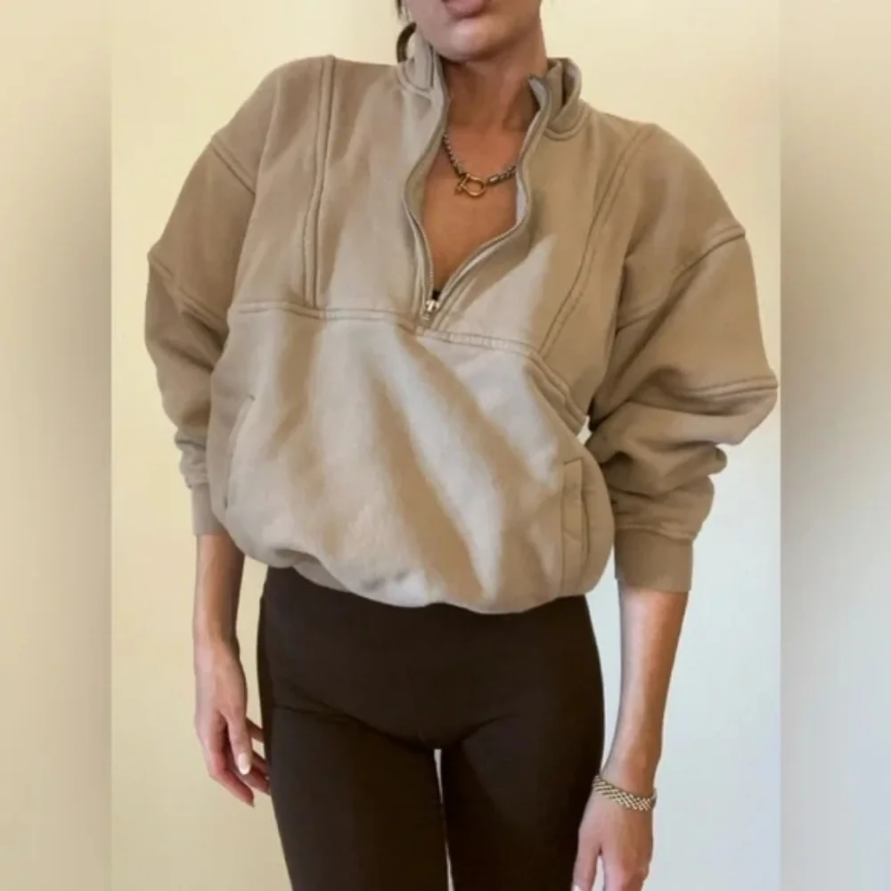 JOAH BROWN Retro Half Zip Pullover Sweatshirt M/L Tan Brown - Picture 10 of 11